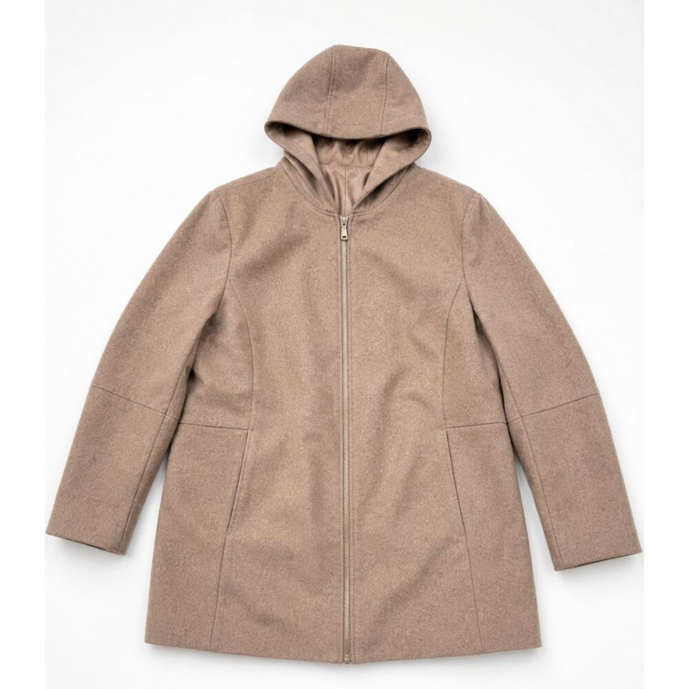 London Fog‎ Women's XXL Wool Blend Coat Taupe Zip Front Lined 62% Wool